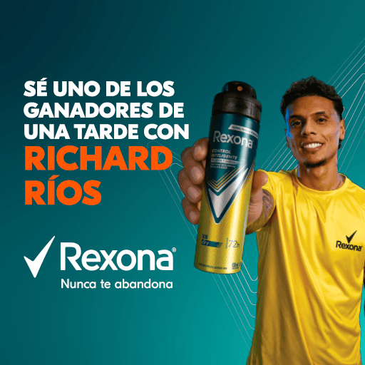 Sé uno de los ganadores de una tarde con Richard Ríos. Rexona, nunca te abandona.